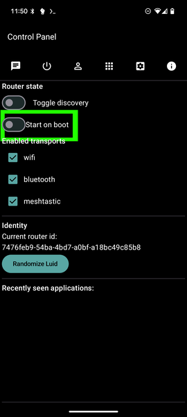 Tap the switch labeled 'Start on boot'. This will bring up an external dialog box from android OS itself.